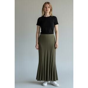 OGL Skirt Size XS Cotton Linen Wrinkle-resistant Pull-on Midi Skirt Wenge Brown
